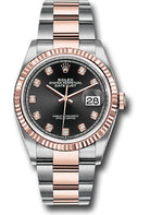 Rolex Steel and Everose Rolesor Datejust 36 Watch - Fluted Bezel - Black Diamond Dial - Oyster Bracelet - 126231 bkdo