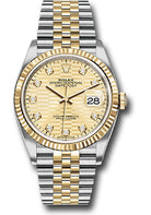 Rolex Yellow Rolesor Datejust 36 Watch - Fluted Bezel - Golden Fluted Motif Diamond Dial - Jubilee Bracelet - 126233 gflmdj