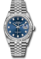 Rolex Steel Datejust 36 Watch - Fluted Bezel - Blue Diamond Dial - Jubilee Bracelet - 126234 bldj