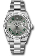 Rolex White Rolesor Datejust 36 Watch - Fluted Bezel - Slate Roman Dial - Oyster Bracelet - 126234 slgro