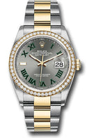 Rolex Yellow Rolesor Datejust 36 Watch - Diamond Bezel - Slate Roman Dial - Oyster Bracelet - 126283rbr slgro