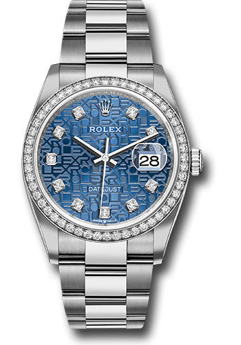 Rolex Steel Datejust 36 Watch - Diamond Bezel - Blue Jubilee Diamond Dial - Oyster Bracelet - 126284RBR bljdo