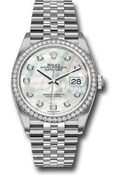 Rolex Steel Datejust 36 Watch - Diamond Bezel - Mother-of-Pearl Diamond Dial - Jubilee Bracelet - 126284RBR mdj