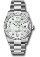 Rolex Steel Datejust 36 Watch - Diamond Bezel - Mother-of-Pearl Diamond Dial - Oyster Bracelet - 126284RBR mdo