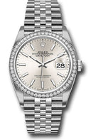 Rolex Steel Datejust 36 Watch - Diamond Bezel - Silver Index Dial - Jubilee Bracelet - 126284RBR sij