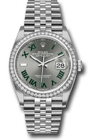 Rolex White Rolesor Datejust 36 Watch - Diamond Bezel - Slate Roman Dial - Jubilee Bracelet - 126284rbr slgrj