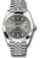 Rolex Steel Datejust 41 Watch - Smooth Bezel - Dark Rhodium Index Dial - Jubilee Bracelet - 126300 dkrij