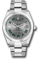 Rolex Steel Datejust 41 Watch - Smooth Bezel - Slate Green Roman Dial - Oyster Bracelet - 126300 slgro