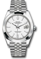 Rolex Steel Datejust 41 Watch - Smooth Bezel - White Index Dial - Jubilee Bracelet - 126300 wij