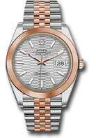 Rolex Everose Rolesor Datejust 41 Watch - Smooth Bezel - Silver Fluted Motif Index Dial - Jubilee Bracelet - 126301 sflmij