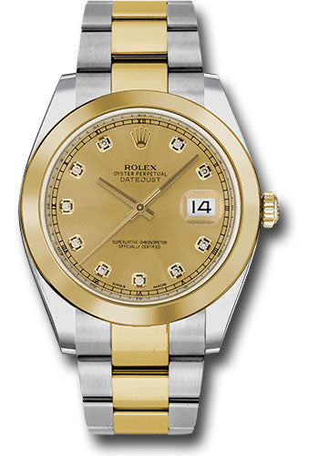 Rolex Steel and Yellow Gold Rolesor Datejust 41mm Champagne Diamond Dial 126303 chdo