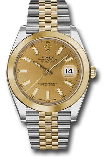 Rolex Steel and Yellow Gold Rolesor Datejust 41 Watch - Smooth Bezel - Champagne Index Dial - Jubilee Bracelet - 126303 chij