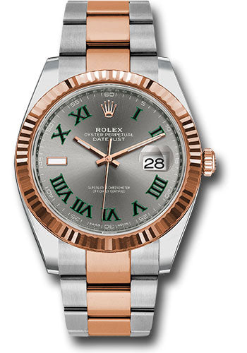 Rolex Steel and Everose Rolesor Datejust 41mm Slate Gray Green