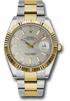 Rolex Steel and Yellow Gold Rolesor Datejust 41 Watch - Fluted Bezel - Silver Index Dial - Oyster Bracelet - 126333 sio