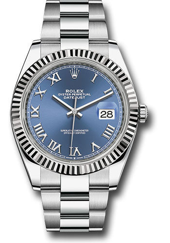 Rolex Steel and White Gold Rolesor Datejust 41mm Blue Roman Dial 126334 blro
