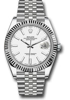 Rolex Steel and White Gold Rolesor Datejust 41 Watch - Fluted Bezel - White Index Dial - Jubilee Bracelet - 126334 wij