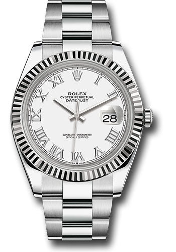 Rolex Steel and White Gold Rolesor Datejust 41mm White Roman Dial 126334 wro