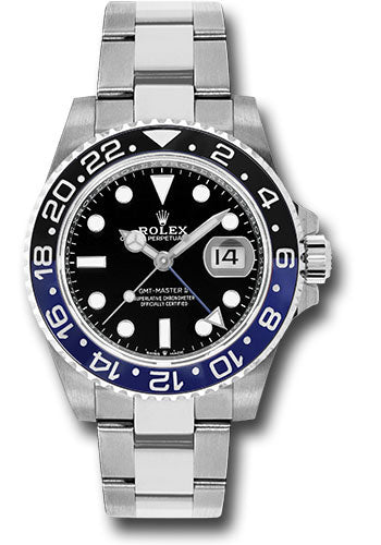 Rolex Steel GMT-Master II 40 Watch - Black And Blue Batman Bezel - Black Dial - Oyster Bracelet - 2021 Release - 126710BLNR o