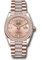 Rolex Everose Gold Day-Date 36 Watch - Diamond Bezel - RosŽ Diamond Dial - Diamond President Bracelet - 128345rbr rsddp