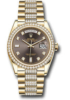 Rolex Yellow Gold Day-Date 36 Watch - Diamond Bezel - Dark Grey Diamond Dial - Diamond President Bracelet - 128348rbr dkgrddp