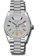 Rolex White Gold Day-Date 36 Watch - Diamond Bezel - Diamond-Paved Dial - Diamond President Bracelet - 128349rbr dprsdp