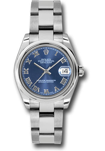 Rolex Steel Datejust 31 Watch - Domed Bezel - Blue Roman Dial - Oyster Bracelet - 178240 bro