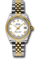 Rolex Steel and Yellow Gold Datejust 31 Watch - Domed Bezel - White Roman Dial - Jubilee Bracelet - 178243 wrj