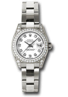 Rolex White Gold Lady-Datejust 26 Watch - 42 Diamond Bezel - White Diamond Dial - Oyster Bracelet - 179159 wdo