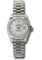 Rolex White Gold Lady-Datejust 26 Watch - Fluted Bezel - Silver Index Dial - President Bracelet - 179179 ssp