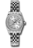 Rolex Steel and White Gold Lady Datejust 26 Watch - 46 Diamond Bezel - Silver Diamond Dial - Jubilee Bracelet - 179384 sdj