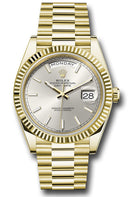 Rolex Yellow Gold Day-Date 40 Watch - Fluted Bezel - Silver Index Dial - President Bracelet - 228238 sip