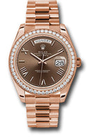 Rolex Everose Gold Day-Date 40 Watch - Everose Gold Bezel - Chocolate Bevelled Roman Dial - President Bracelet - 228345RBR chorp