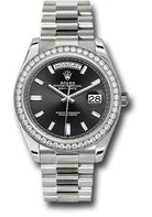 Rolex White Gold Day-Date 40 Watch - White Gold Bezel - Black Baguette Diamond Dial - President Bracelet - 228349RBR bkbdp