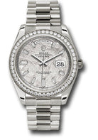 Rolex White Gold Oyster Perpetual Day-Date 40 - Diamond Bezel - Meteorite Baguette Diamond Dial - President Bracelet - 228349RBR mtbdp