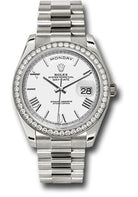 Rolex White Gold Day-Date 40 Watch -  Bezel - White Bevelled Roman Dial - President Bracelet - 228349RBR wrp