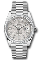 Rolex Platinum Day-Date 40 Watch - Baguette Diamond Bezel - Meteorite Diamond Dial - President Bracelet - 228396tbr mtdp