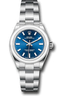 Rolex Oyster Perpetual 28 Watch - Domed Bezel - Blue Index Dial - Oyster Bracelet - 276200 bluio