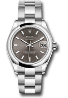 Rolex Steel and White Gold Datejust 31 Watch - Domed Bezel - Dark Grey Index Dial - Oyster Bracelet - 278240 dkgio