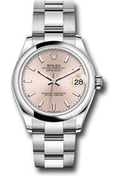 Rolex Steel and White Gold Datejust 31 Watch - Domed Bezel - Pink Index Dial - Oyster Bracelet - 278240 pio