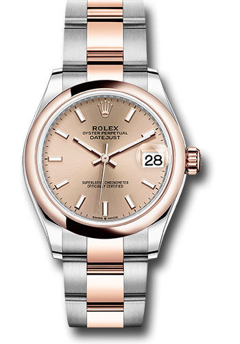 Rolex Steel and Everose Gold Datejust 31 Watch - Domed Bezel - RosŽ Roman Dial - Oyster Bracelet - 278241 roio