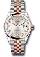 Rolex Steel and Everose Gold Datejust 31 Watch - Domed Bezel - RosŽ Diamond Dial - Jubilee Bracelet - 278241 sdj