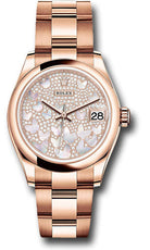 Rolex Everose Gold Datejust 31 Watch - Domed Bezel - Diamond Paved Butterfly Dial - Oyster Bracelet - 278245 pmopbo