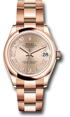 Rolex Everose Gold Datejust 31 Watch - Domed Bezel - RosŽ Roman Dial - Oyster Bracelet - 278245 rsro