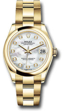 Rolex Yellow Gold Datejust 31 Watch - Domed Bezel - Mother-of-Pearl Diamond Dial - Oyster Bracelet - 278248 mdo