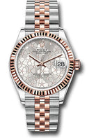 Rolex Everose Rolesor Datejust 31 Watch - Fluted Bezel - Silver Floral Motif Diamond Dial - Jubilee Bracelet - 278271 sflomdj