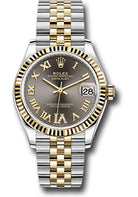 Rolex Steel and Yellow Gold Datejust 31 Watch - Fluted Bezel - Dark Grey Diamond Roman Six Dial - Jubilee Bracelet - 278273 dkgdr6j