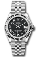 Rolex Steel and White Gold Datejust 31 Watch - Fluted Bezel - Black Roman Dial - Jubilee Bracelet - 278274 bkrj