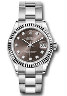 Rolex Steel and White Gold Datejust 31 Watch - Fluted Bezel - Dark Grey Diamond Dial - Oyster Bracelet - 278274 dkgdo