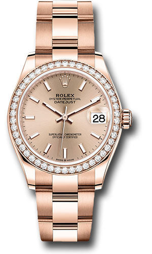 Rolex Everose Gold Datejust 31 Watch - Diamond Bezel - RosŽ Index Dial - Oyster Bracelet - 278285RBR rsio