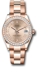 Rolex Everose Gold Datejust 31 Watch - Diamond Bezel - RosŽ Roman Dial - Oyster Bracelet - 278285RBR rsro